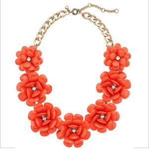 Coral Beaded Rose Statement Necklace